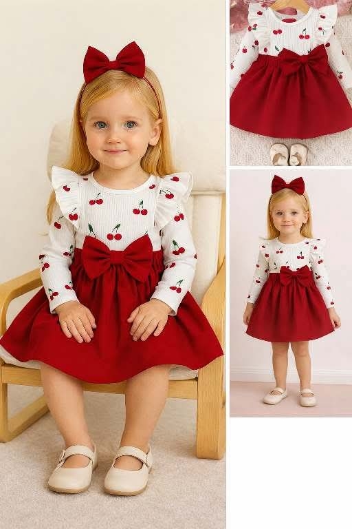 🌺اناقة طفولة بلمسة حمراء