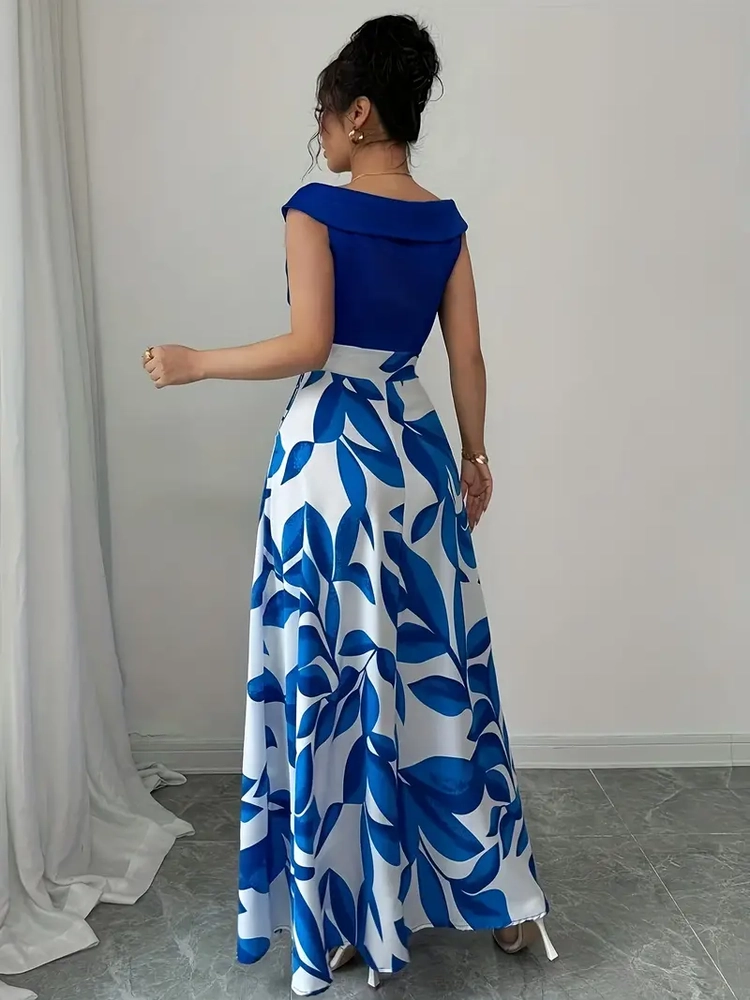 غوب نسائي أنيق بطبعة زهور مع جيوب، مناسب للارتداء الصيفي كاجوال image