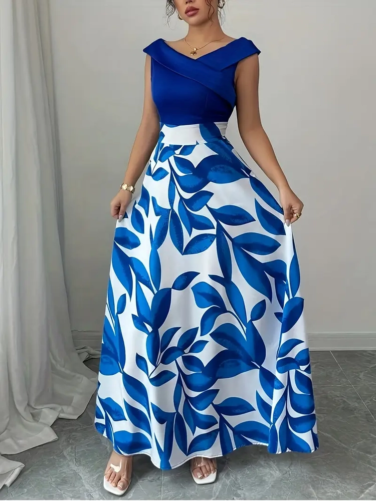 غوب نسائي أنيق بطبعة زهور مع جيوب، مناسب للارتداء الصيفي كاجوال image